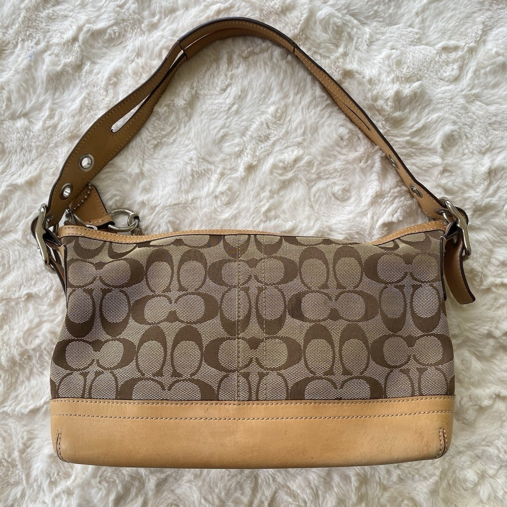 Vintage Coach Signature Logo East West Bag Jacquard C 9363 Y2K Hobo Shoulder Bag - Picture 6 of 16